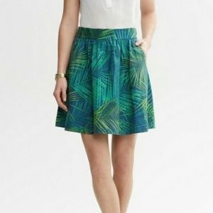 Banana Republic Fern Print Full A-line Mini Skirt Size 2
